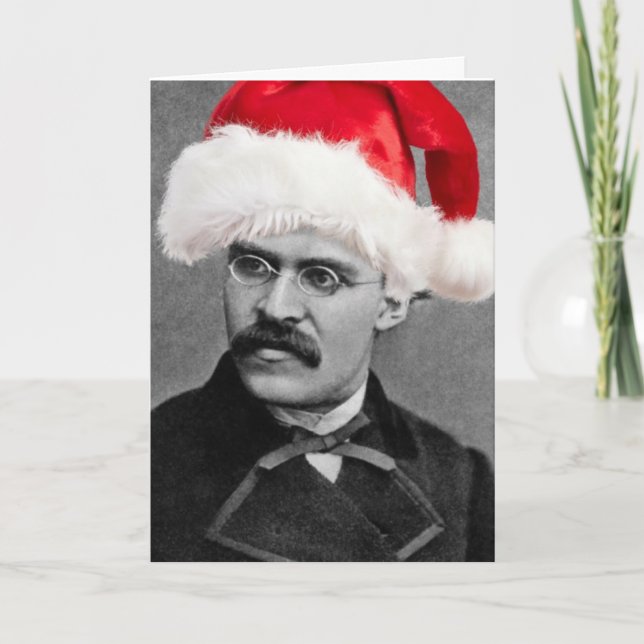 Festividades Papais noeis Nietzsche um cartão de Natal ateu eng (Frente)