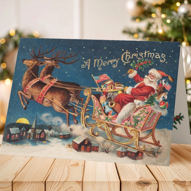 Festividades Papais noeis Patrióticos Cartão de Natal Feliz (Criador carregado)