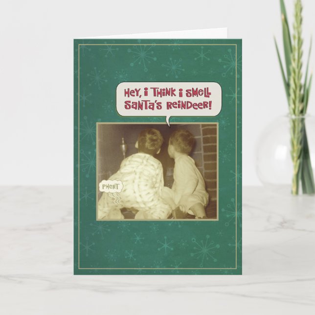 Festividades Papais noeis Reindeer Cheira Um Cartão De Natal En (Frente)