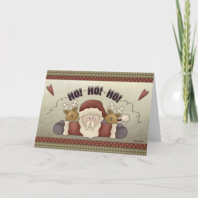 Festividades Papais noeis & Reindeer HO Cartão de Natal HO (Frente)