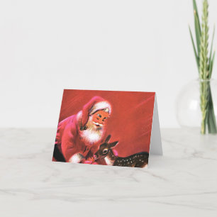 Festividades Papais noeis Vintage com Cartão de Natal de Deer