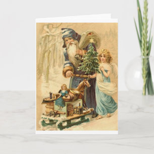 Festividades Papais noeis Vitorianos e Cartão de Natal Anjo