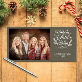 Festividades Para Nós Uma Criança É Um Cartão De Natal De Foto 