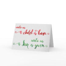 Para nós, uma criança é um cartão de Natal nascer