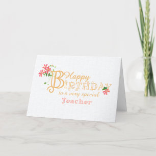 Festividades Para o Aniversário do Professor com Cartão de Flor