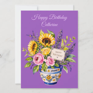 Festividades Parabéns. Bouquet de aquarela. Cartão de Boas Fest