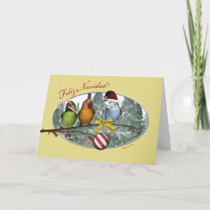 Festividades Parakeet Feliz Navidad - Cartão de Natal Espanhol