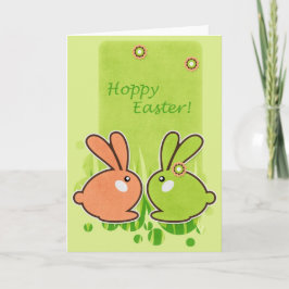 Festividades Páscoa Hoppy! Cartão de saudação com coelhos de Pá