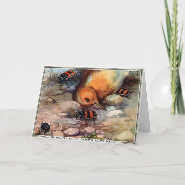 Festividades Pássaro Morto Vitoriano com Cartão de Natal de Ins (Frente)