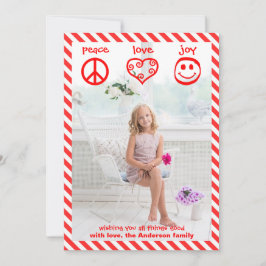 Festividades Paz, Amor, Alegria Vertical - Cartão de Natal 3x5