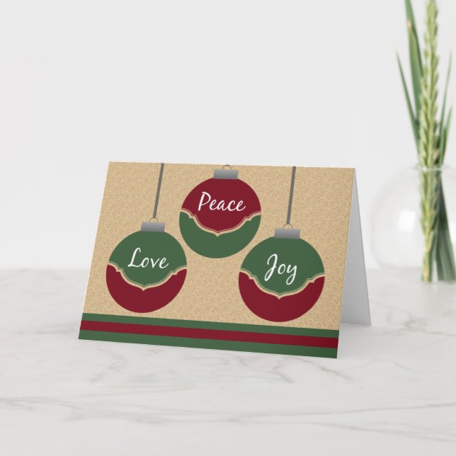 Festividades Paz, Amor, Joy Cartão de Natal (Frente)