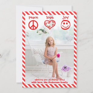 Festividades Paz, Amor, Joy Vertical - Cartão de Natal 3x5