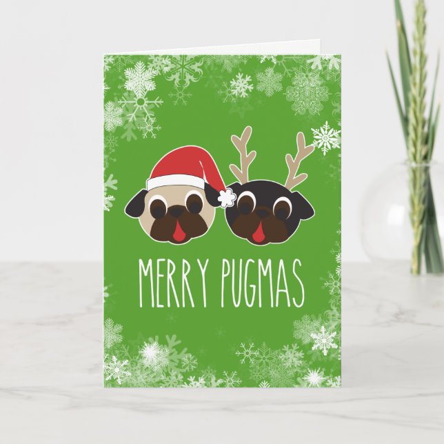 Festividades Paz e amor alegres do cartão do feriado de Pugmas (Frente)