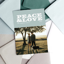 Festividades Paz e amor - cartão com fotos de férias retrógrado