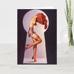 Festividades Peek-in no Cartão de Saudação da Garota Pin-Up
