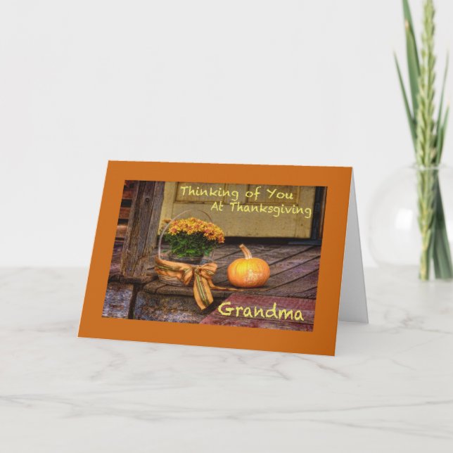 Festividades Pensando em você no Cartão Vovó de Ação de Graças (Frente)