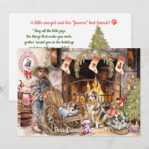 Festividades Pequena Cowgirl com seu Cartão de Férias do Servid