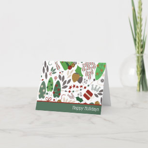 Festividades Pequeno cartão de Natal caprichoso dobrado 4" x 5.