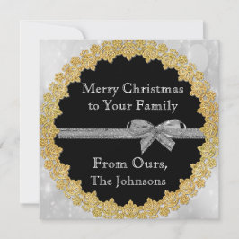 Festividades Personalize este cartão de Natal Dourado e pratead