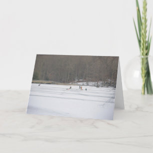 Festividades Pesca de gelo no cartão de reservatório de PA com 