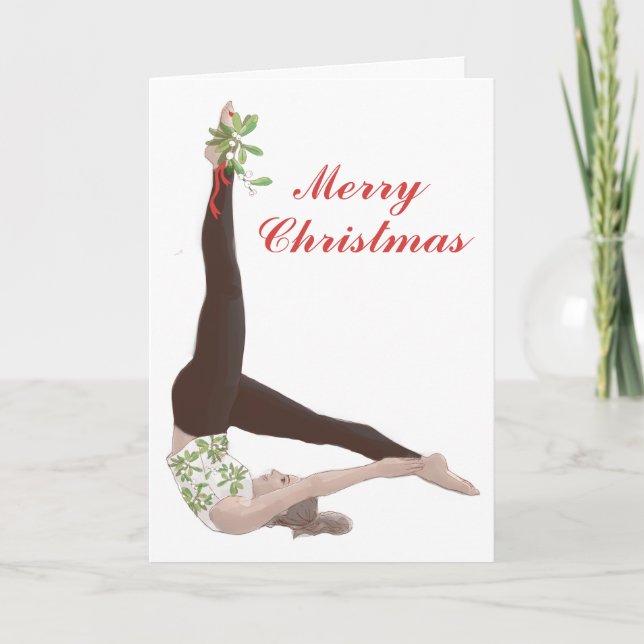 Festividades Pilates Mistletoe Cartão de Natal (Frente)