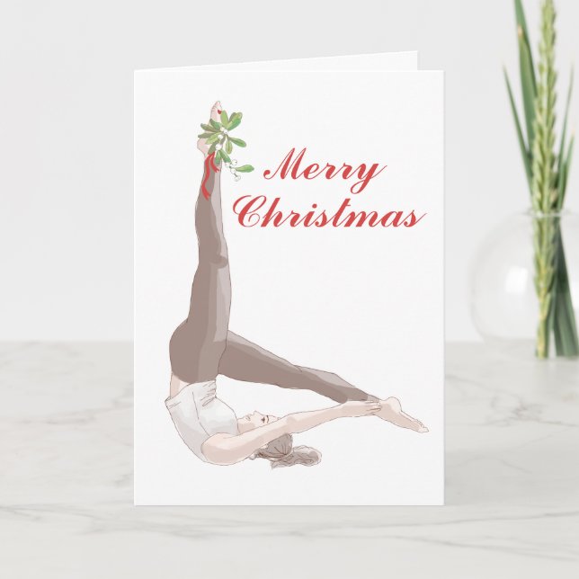 Festividades Pilates Mistletoe Cartão de Natal (Frente)