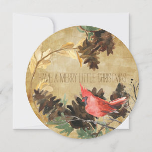 Festividades Pine Cones e Birds Texturizados Cartão de Férias