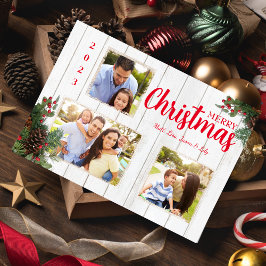 Festividades Pinecone e Holly Feliz Cartão de Férias de Natal