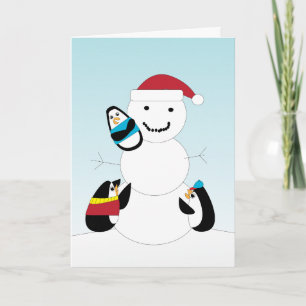 Festividades Pinguins construindo um cartão de Natal para bonec