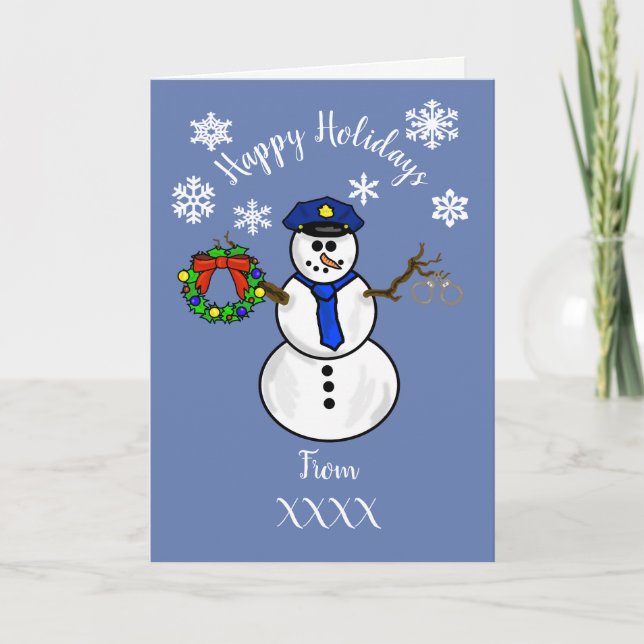 Festividades Policial Snowman Cartão de Natal ou Pessoal (Frente)