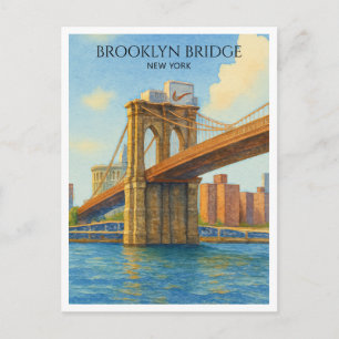 Festividades Ponte de Brooklyn NYC Aquarela Cartão Postal de Vi