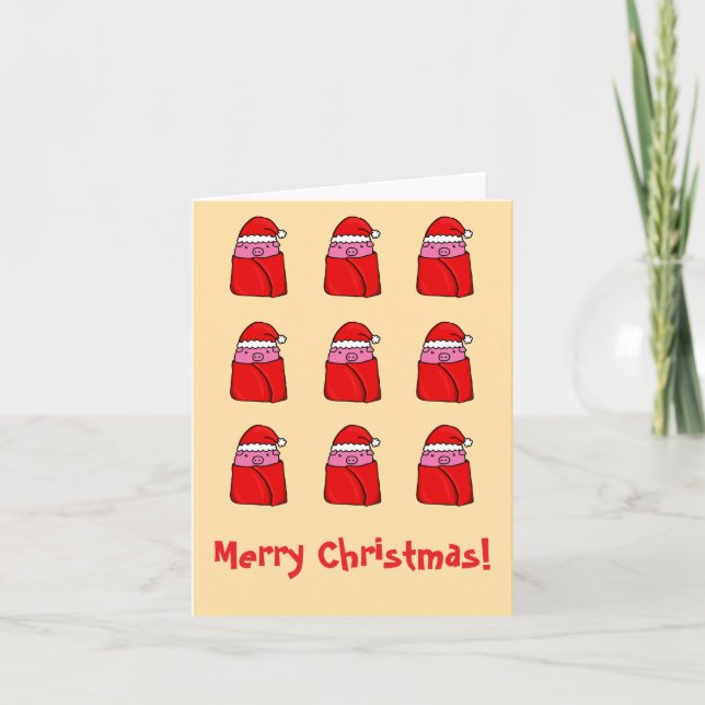 Festividades Porcos nos cobertores Cartão de Natal (Frente)