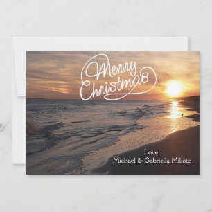 Festividades Praia Quente com Cartão de Natal Sunset