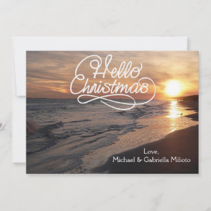Festividades Praia Quente com Cartão de Natal Sunset