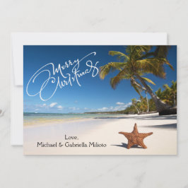 Festividades Praia Sunny Quente Com Cartão De Natal De Starfish