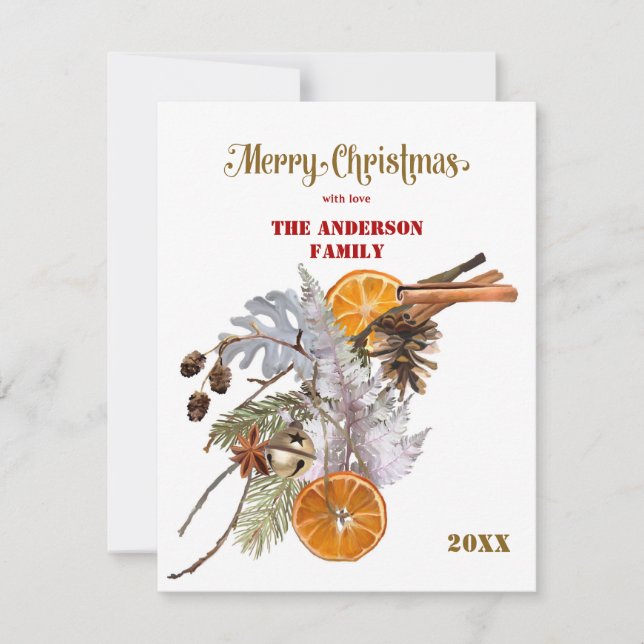 Festividades Prata Festiva e Cartão de Natal Laranja (Frente)