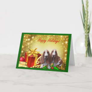 Festividades Presentes de Cartão de Natal de Hound Basset