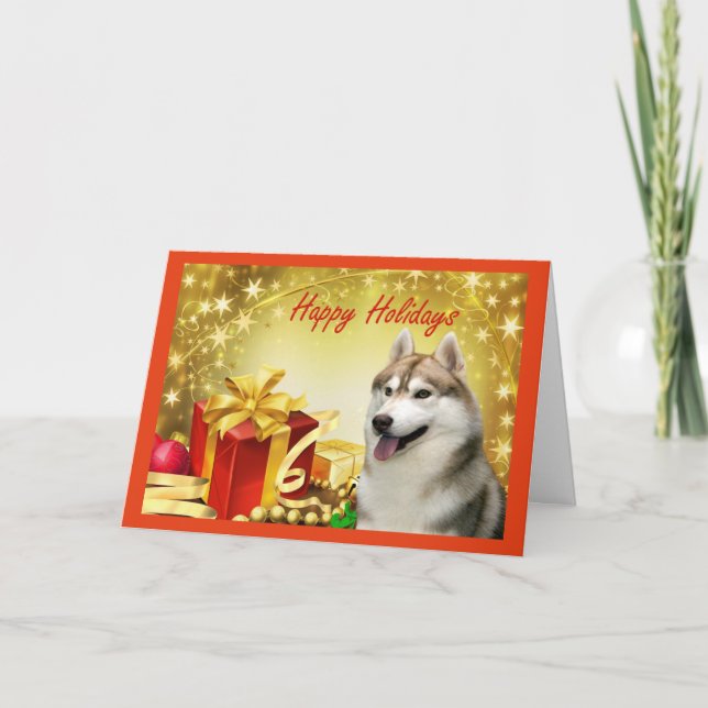 Festividades Presentes de Cartão de Natal Siberiano Husky (Frente)
