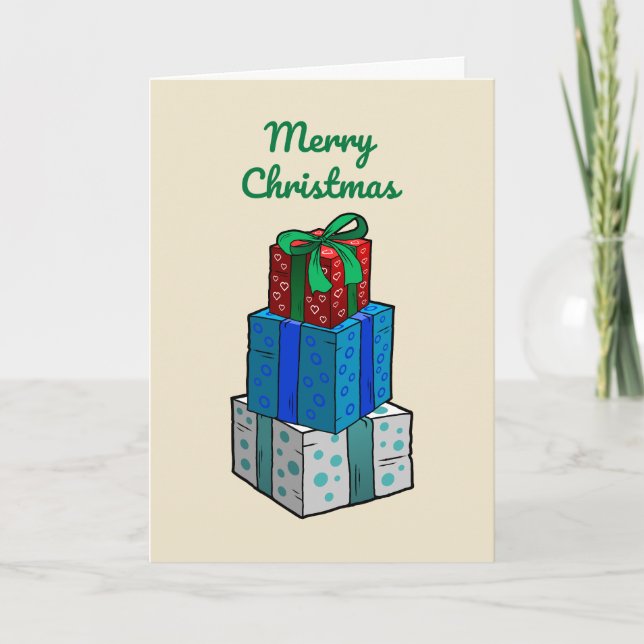 Festividades Presentes de Natal num Cartão de Natal (Frente)