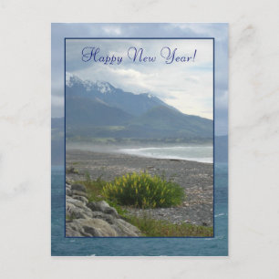 Festividades Primavera em um cartão postal de praia Kaikoura
