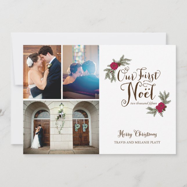 Festividades Primeiro Cartão com fotos de Natal para Novas Féri (Frente)