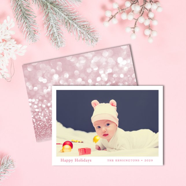 Festividades Primeiro Cartão de Férias de Natal Personalizado p (Personalized Baby’s First Christmas Holiday Card)