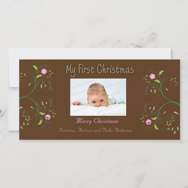 Festividades Primeiro Cartão de Natal com Foto (Frente)