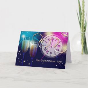 Festividades Prosit Neujahr. Cartão de Ano Novo em Alemão