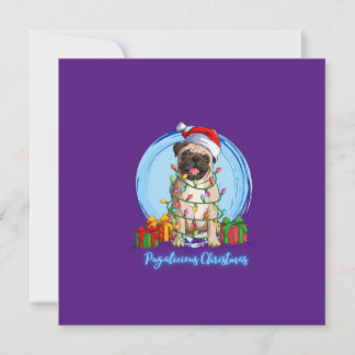 Festividades Pug no Cartão de Férias de Natal