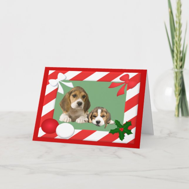 Festividades Quadro de Cartão de Natal Beagle (Frente)