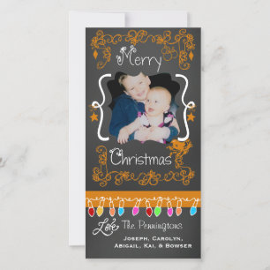 Festividades Quadro Laranja Feliz Cartão com fotos de Natal