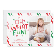 Que Diversão Cartão de Natal Colorido com Foto