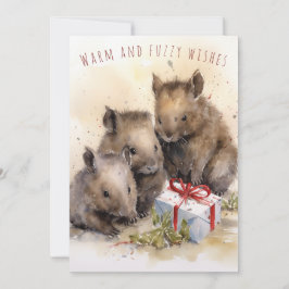 Festividades Quente e Felpudo Deseja Cartão de Natal de Wombat