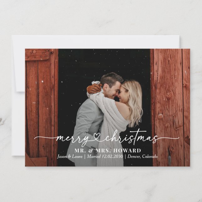 Festividades Querido Coração Feliz Cartão com fotos de Natal (Frente)